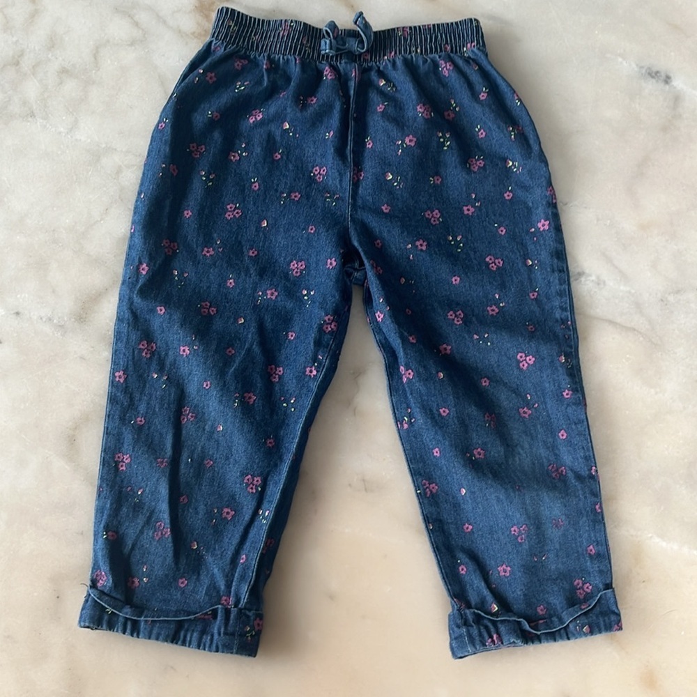 Old Navy Blue Denim Floral Toddler Girl 2T Pants